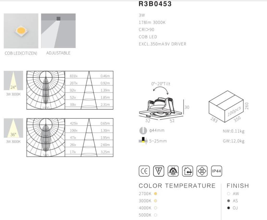 adjustable recessed down light