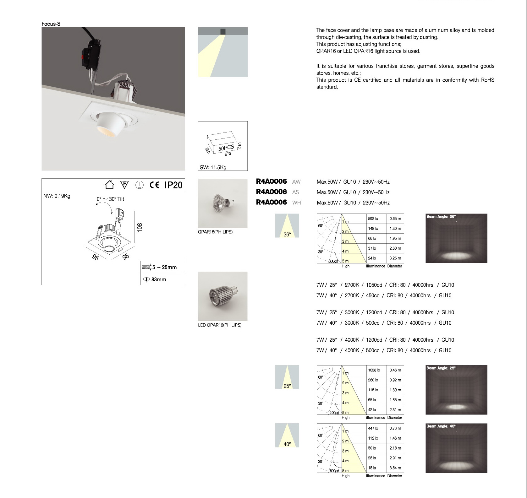 gu10 downlight housing