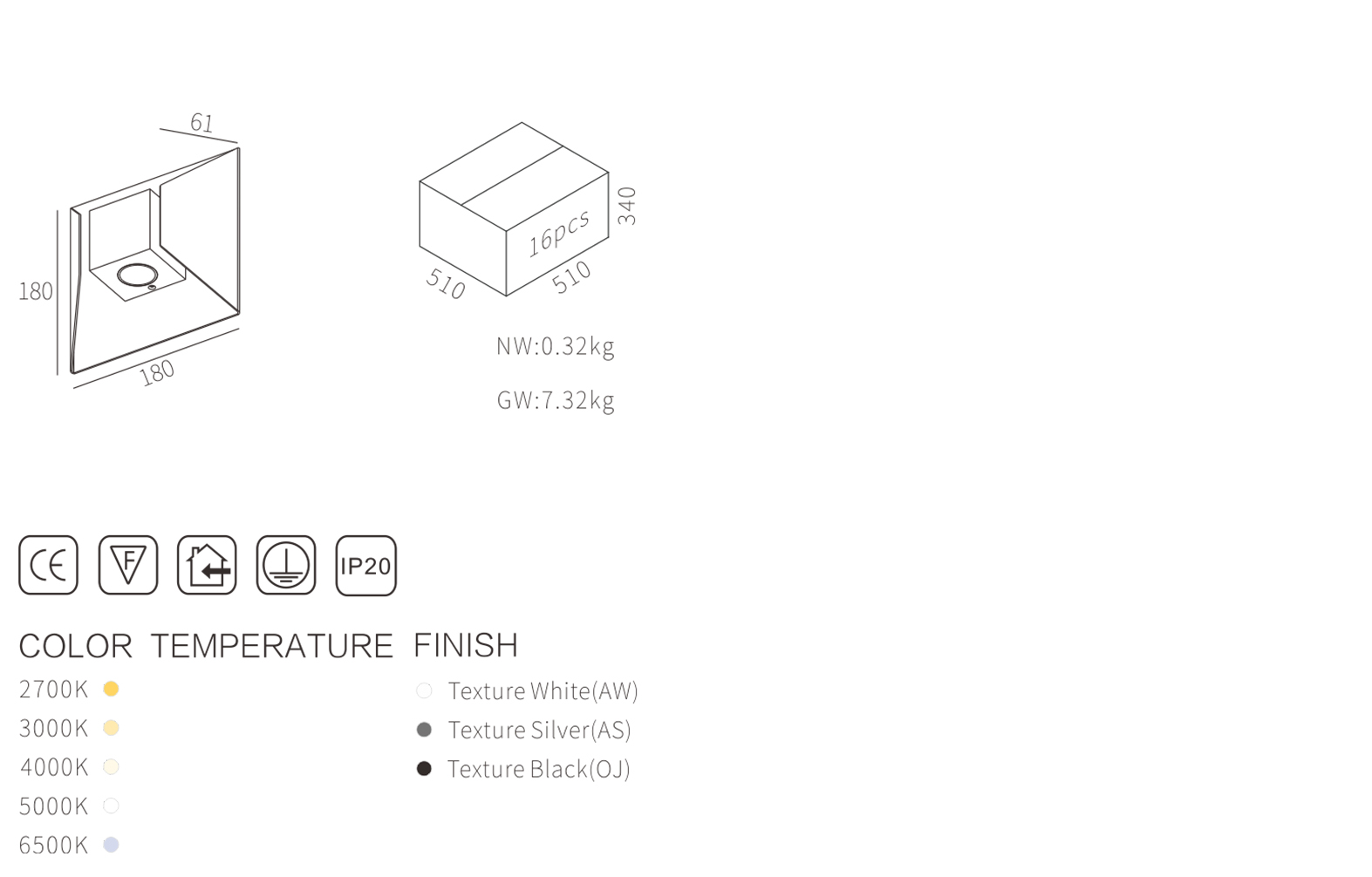 6W LED Iidoor wall light