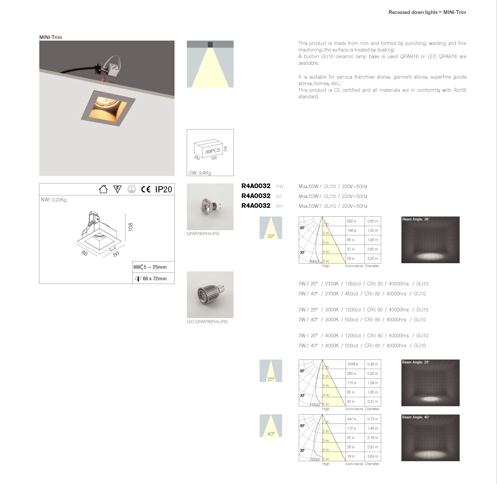 GU10 DOWNLIGHT HOUSING