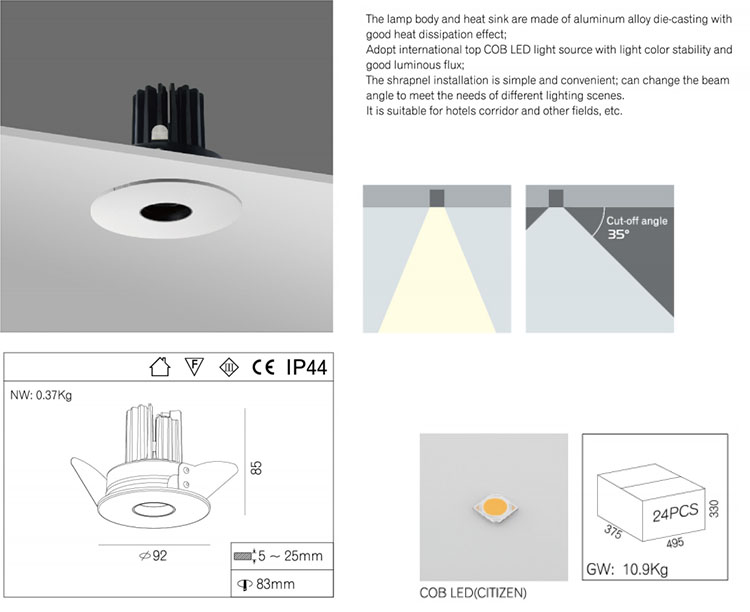 Modern IP44 Recessed LED Downlight