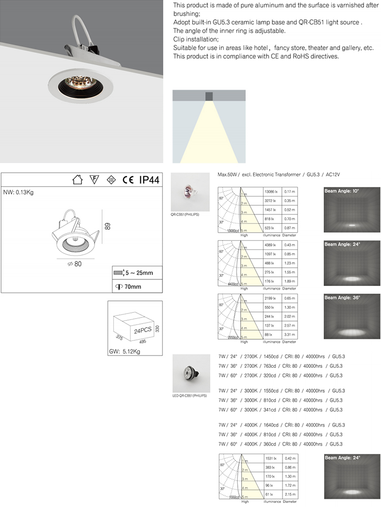 Modern IP20 Recessed MR16 Downlight