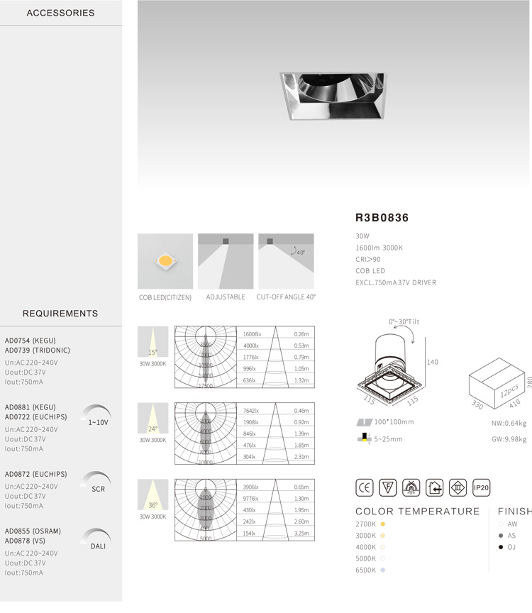 Modern Recessed LED Trimless Downlight