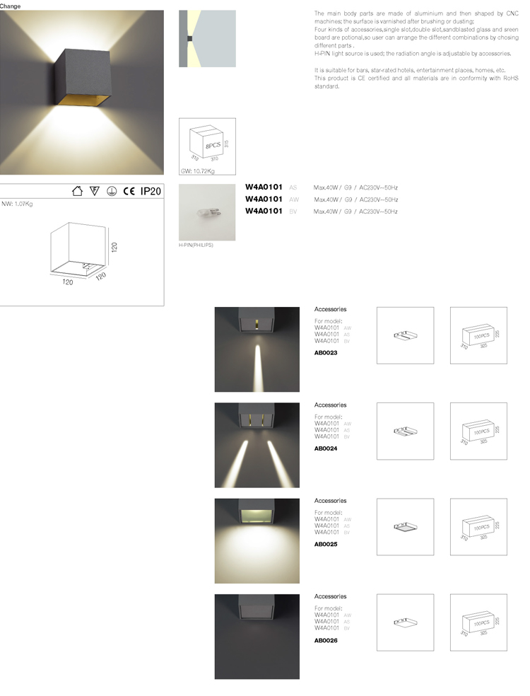 220V G9 Indoor Wall Lamps