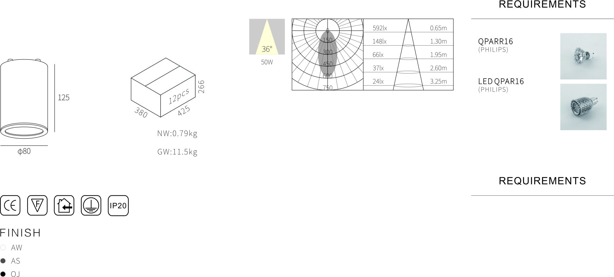 IP20 GU10 Halogen ceiling lamp