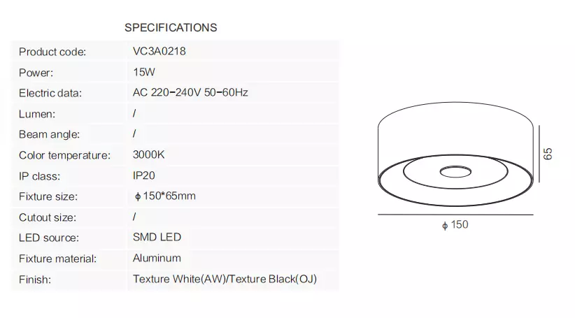 Surface mounted downlight 