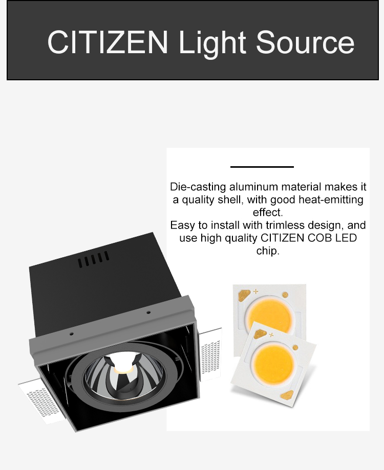 Indoor 15W trimless downlight