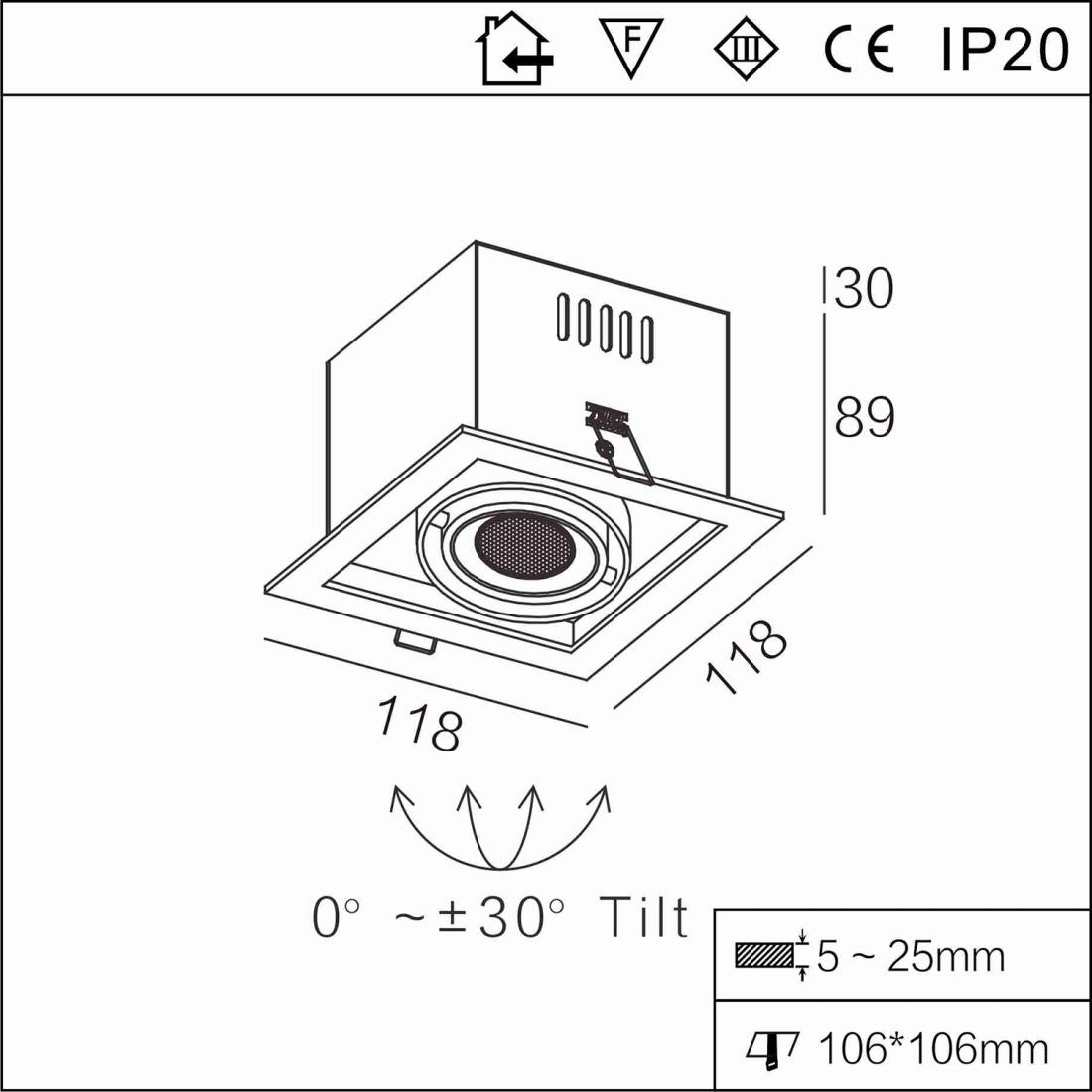 10W Commercial COB LED recessed Gimbal downlight 
