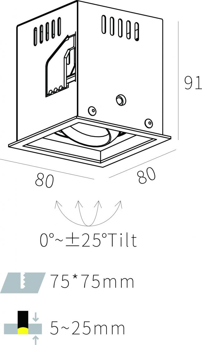 10W Adjustable LED Recessed Square Down Light