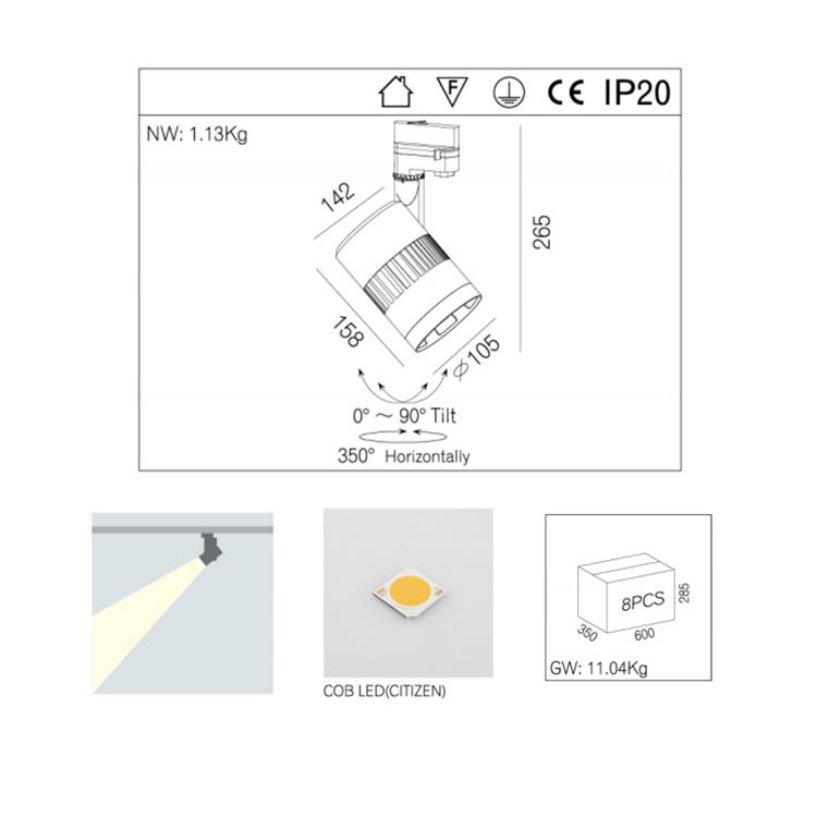 anti glare led 30w track light