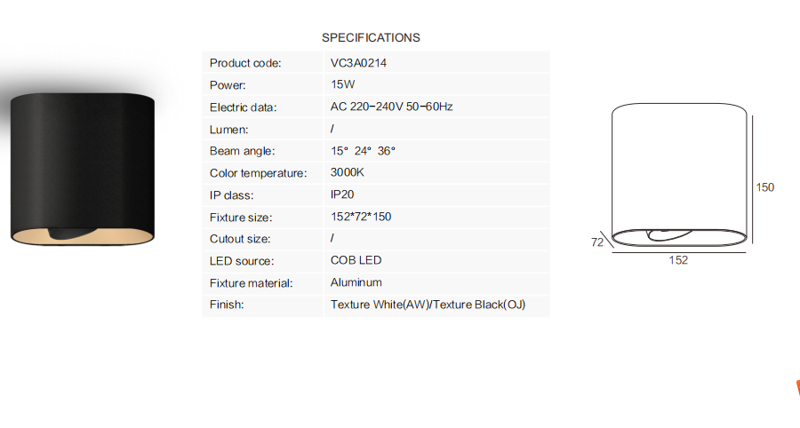 15W  Interior ceiling surface Mounted Downlight led