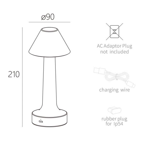 Luxury Small Portable Table Led Light Rechargeable Cordless Desk Lamp For Hotel Restaurant Bedroom